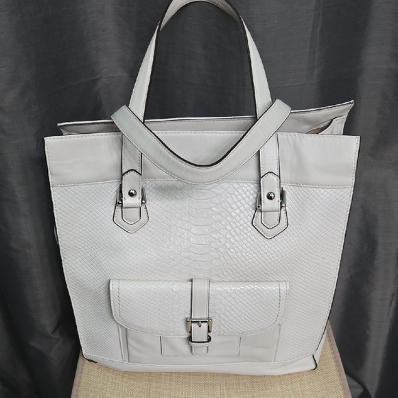 Coach Handbags - Coach Ivory Textured Tote Bag EUC